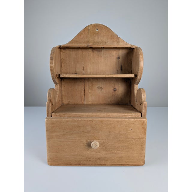 Hand-Carved Folk Art Pine Cutlery Rack with Drawer, 1950s For Sale - Image 12 of 18