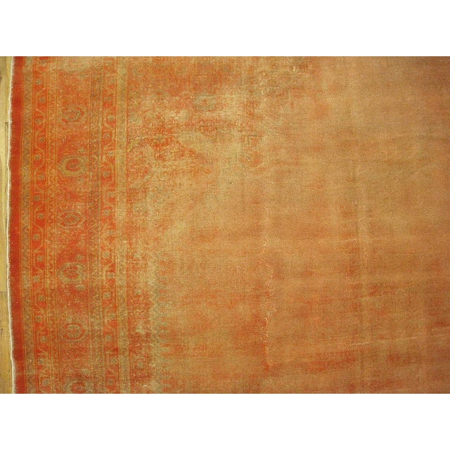 Large Gallery Size Worn Antique Turkish Oushak Rug no. 10969 For Sale - Image 4 of 5