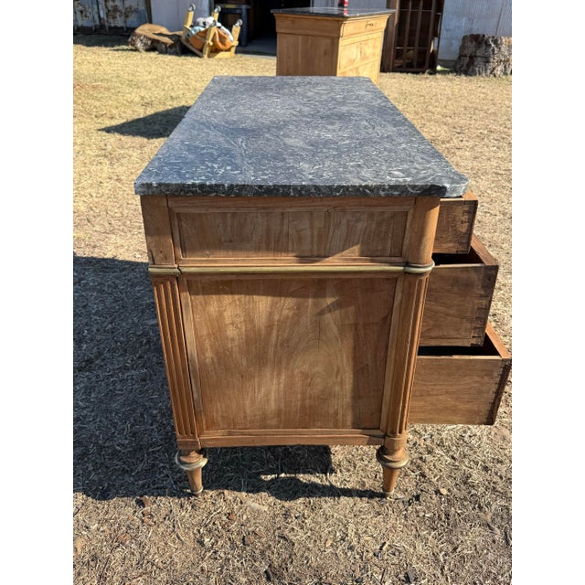 Tan 18th Century French Louis XVI Marble Top Burl Mahogany Bleached Chest of Drawer / Commodes For Sale - Image 8 of 12