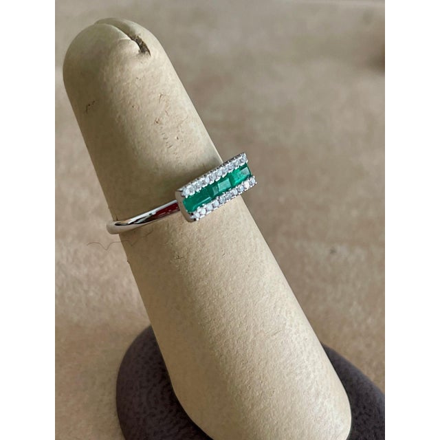Modern Princess Cut Emerald & Diamond Staking Band/Ring 14 Kt Yellow Gold/ White Gold For Sale - Image 3 of 8