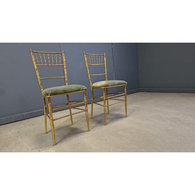 Brass Faux Bamboo Chairs, 1960s, Set of 2 For Sale - Image 9 of 13