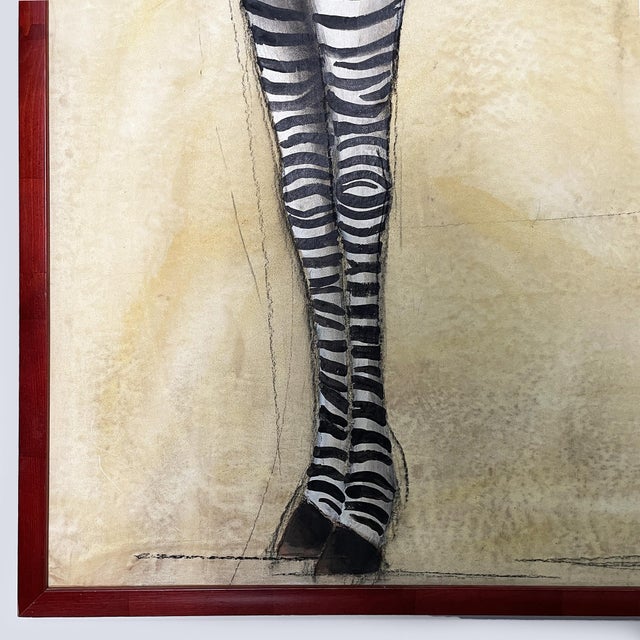 Textile Etiennette Johan, Zebra, 1930s, Mixed Media on Canvas For Sale - Image 7 of 9