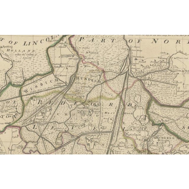 Large Antique Map of Cambridgeshire by Emanuel Bowen, 1760 For Sale - Image 9 of 11