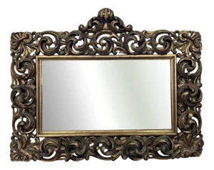 Louis XV Baroque Mirror in Golden Stucco