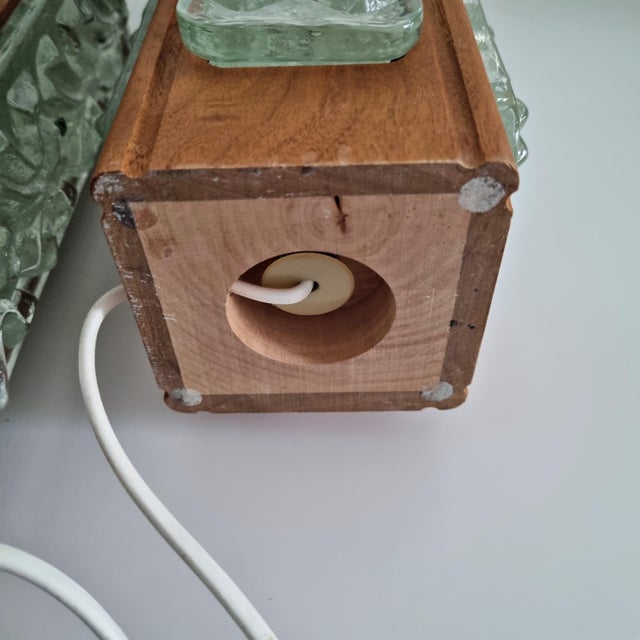 1960s Mid-Century Modern Scandinavian Teak and Glass Table Lamps - a Pair For Sale - Image 10 of 11