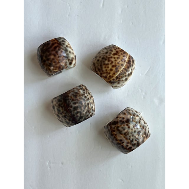 Nautical Tiger Cowrie Seashell Napkin Rings For Sale - Image 3 of 3
