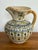 Early 20th Century Early 20th Century Spanish Hand Painted Blue and Yellow Pottery Pitcher Jug For Sale - Image 5 of 10