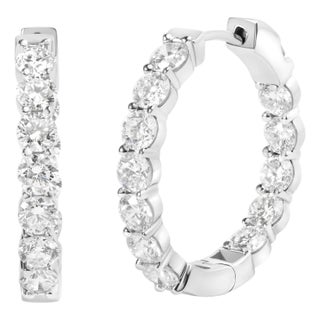 14K White Gold 5.00 Cttw Lab-Grown Diamond Inside Out Hoop Earrings For Sale