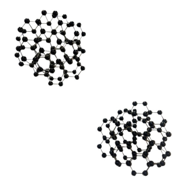 1950s Pair of Atomic Structure for Educational Use of Metal Graphite With Bakelite Spheres by Tuha For Sale