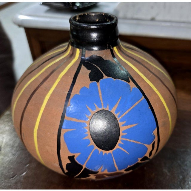 Art Nouveau Spherical Ceramic Vase with Painted Decoration from Mael, 1930s For Sale - Image 4 of 7