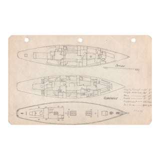 1940s Maine Marine Architectural Drawing on Paper For Sale