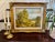 Wood Mid Century Framed Landscape Oil Painting Signed S Mold With Carved Gilt Wood Frame For Sale - Image 7 of 8