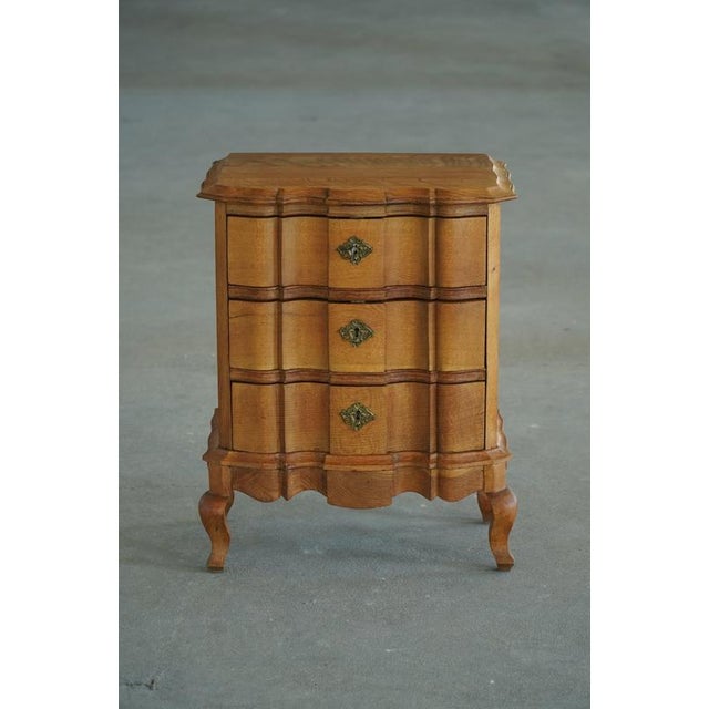 Danish Baroque Revival Three-Drawer Chest in Oak with Brass Hardware, 1940s For Sale - Image 12 of 18