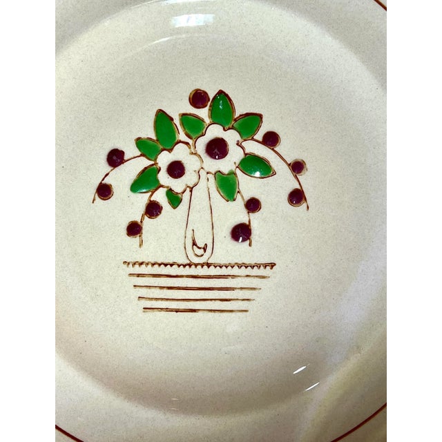 Ceramic Set of 4 French Longwy Faïence 9" Plates With Raised Enamel Cherries, Art Nouveau For Sale - Image 7 of 11