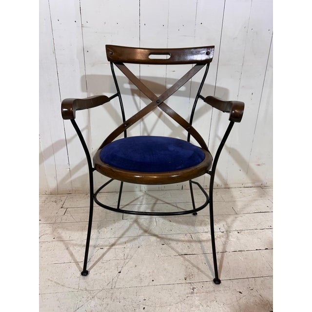 Bistro Armchairs with Blue Velvet Seats by Andy Thornton, England, 1980s For Sale - Image 12 of 13