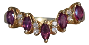 The Beal Lane: Ladies 14K Angled Band set with Rubies and Diamonds
