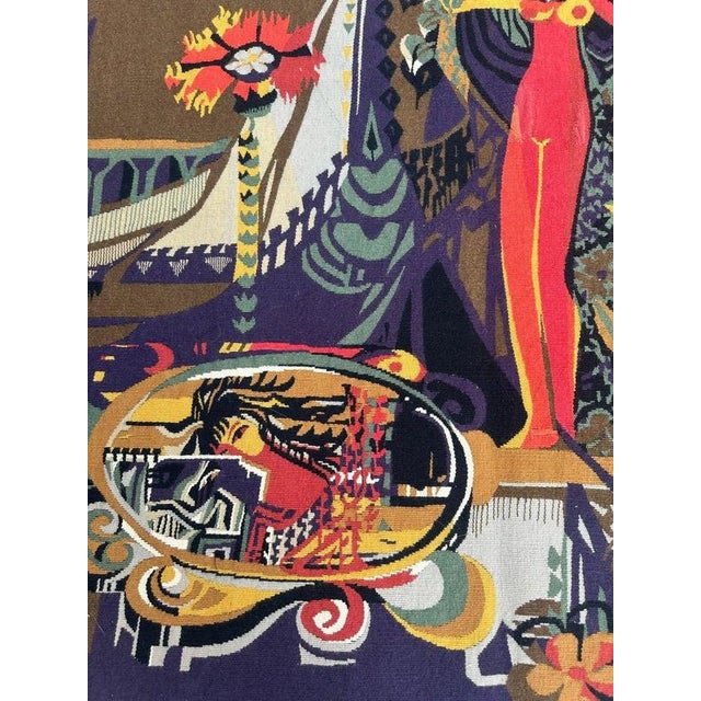Mid-Century Modern French Tapestry by Mileva for Aubusson, 1940s For Sale - Image 4 of 18