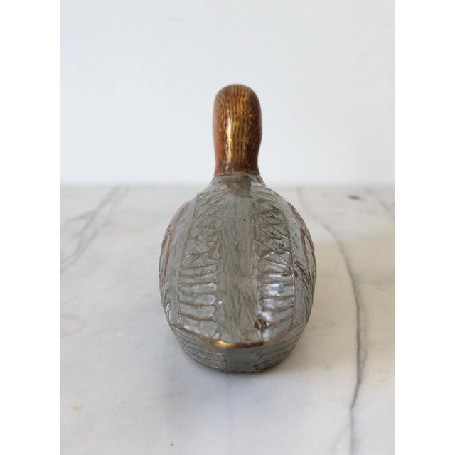 Metal Vintage Brass Enamel Duck Figurine For Sale - Image 7 of 13