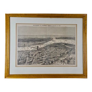 View of Proposed Brooklyn Bridge and New York City, 1870 For Sale
