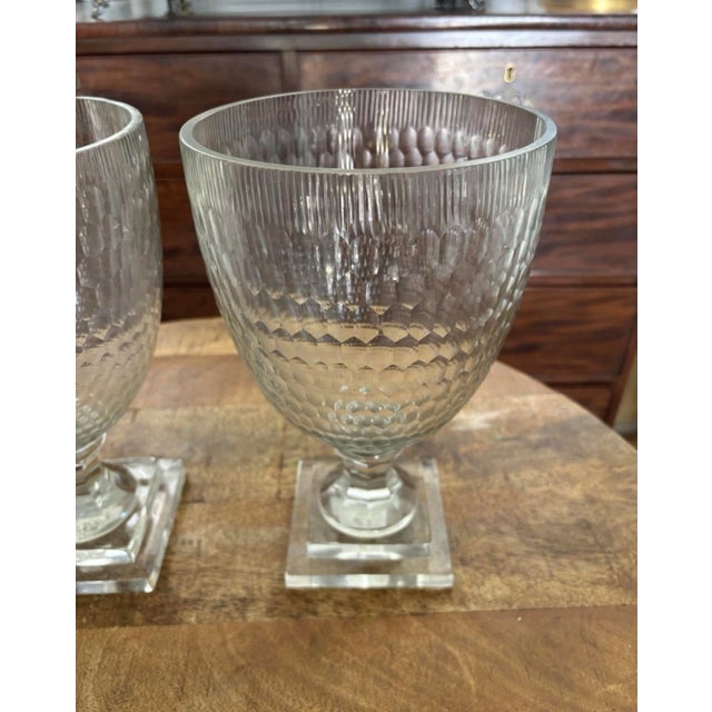 Glass Mid Twentieth Century Molded Glass Apothecary Footed Urns For Sale - Image 7 of 8