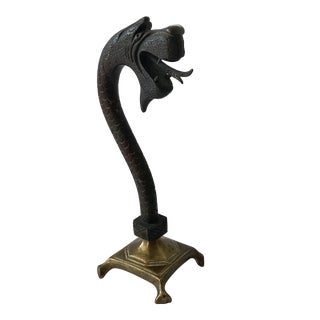 Early 20th Century Antique English Bronze & Brass Dragon Pocket Watch Holder For Sale