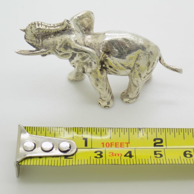 Vintage Italian Handmade Genuine Silver Elephant Large Figurine Miniature For Sale - Image 9 of 9