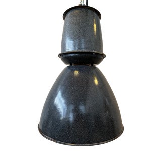 Industrial Enamel Ceiling Lamps, Set of 2 For Sale