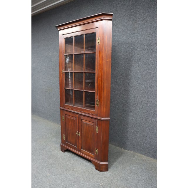 Henkel Harris Henkel Harris Genuine Mahogany Illuminated Corner Cabinet / Curio Display Cabinet For Sale - Image 4 of 12