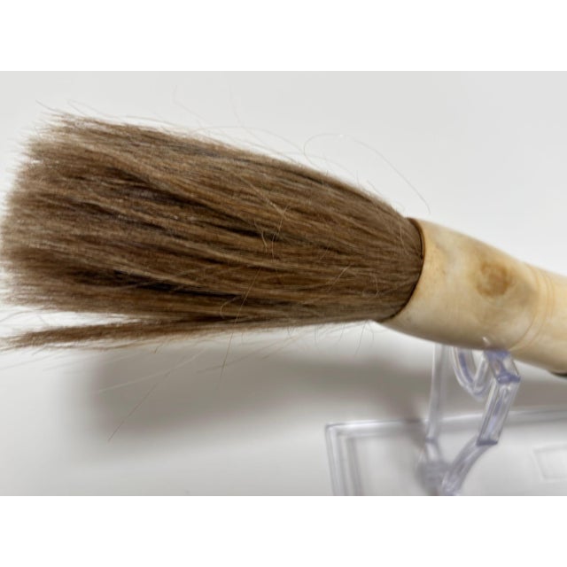 Gemstone Chinese Jade Bone and Horse Hair Calligraphy Brush Hand-Carved 15 In For Sale - Image 7 of 12