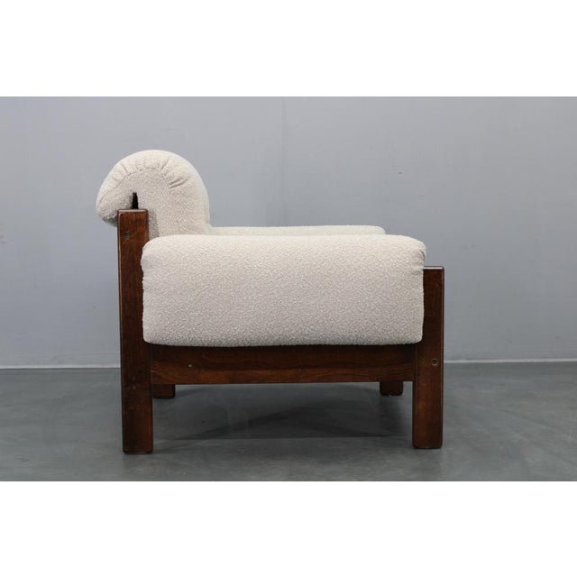 Wood Mid-Century Bouclé Armchair, Czechoslovakia, 1970s For Sale - Image 7 of 17