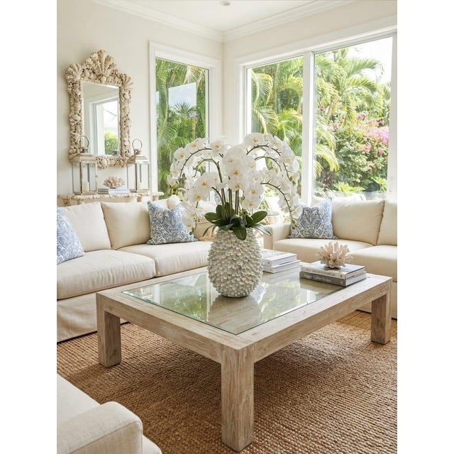 Vintage Italian Hand-Crafted White Ceramic Petal Texture Statement Vase For Sale - Image 12 of 12