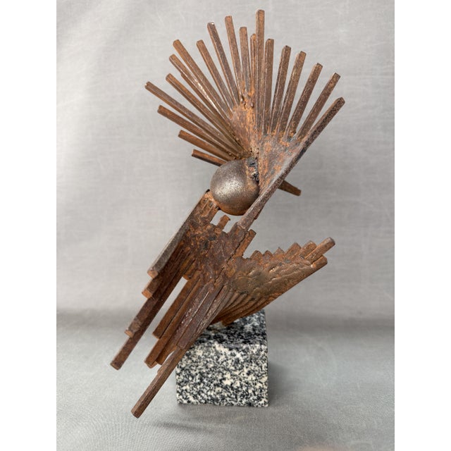 Sergio Castillo Mandiola, Abstract Sculpture, Chile, 1980s, Iron on Granite Base For Sale - Image 3 of 11