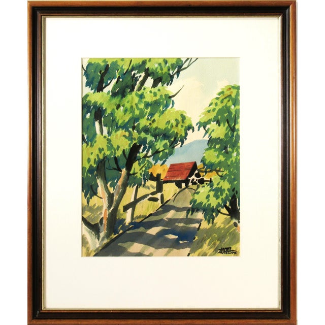 James March Phillips, California Landscape with House, Circa 1950 For Sale