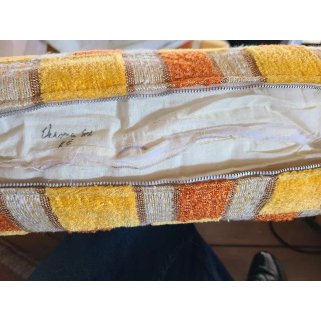 1960s Harvey Probber Style Silvercraft Low Profile Tuxedo Couch in Original Striped Velour Fabric For Sale - Image 9 of 9