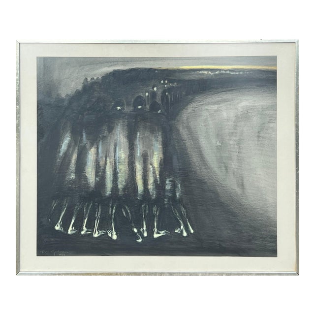 R.C. Gorman "March to Bosque Redondo" Abstract Modern Figure Drawing of the Navajo People, 1968 For Sale