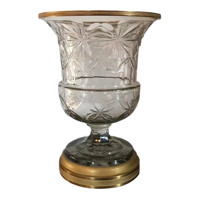 19th Century Anglo Irish Cut Crystal Glass Mounted Vase For Sale