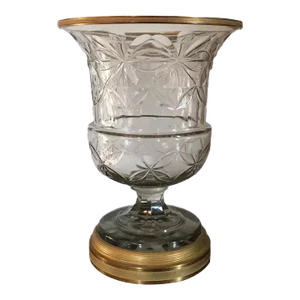 19th Century Anglo Irish Cut Crystal Glass Mounted Vase