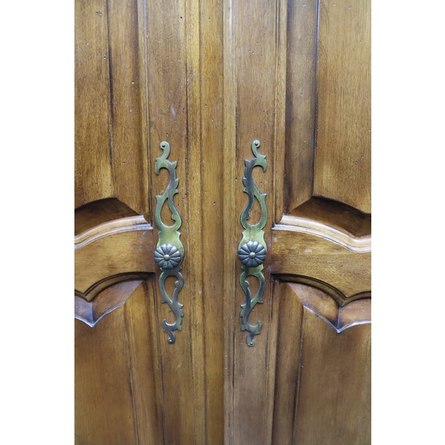 Ethan Allen Cherry French Provincial Linen Press Armoire For Sale - Image 12 of 17