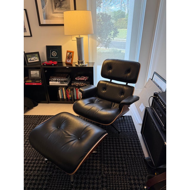 Black Herman Miller Eames Lounge Chair and Ottoman - Tall For Sale - Image 8 of 11