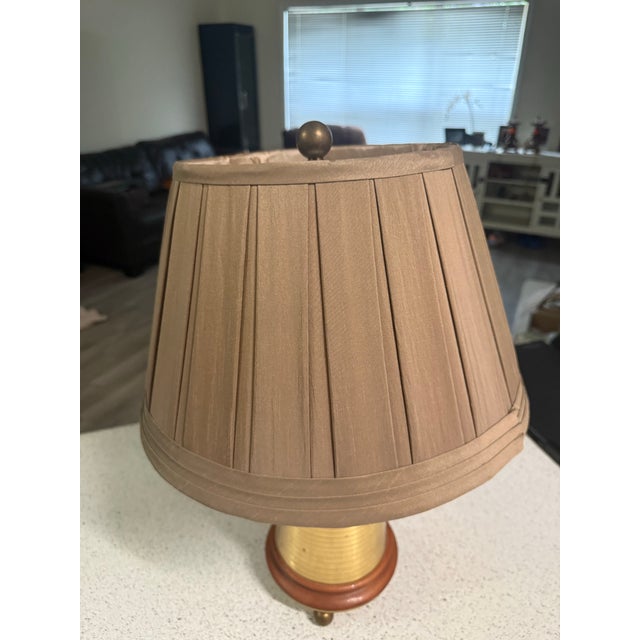 Metal Unique Brass Antique Jar Table Lamp With Shade For Sale - Image 7 of 10