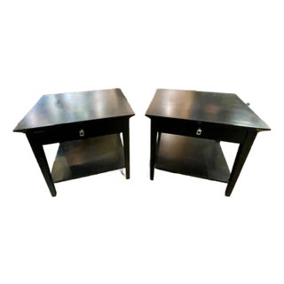 Pair of German Biedermeier Black Oak Side Tables For Sale