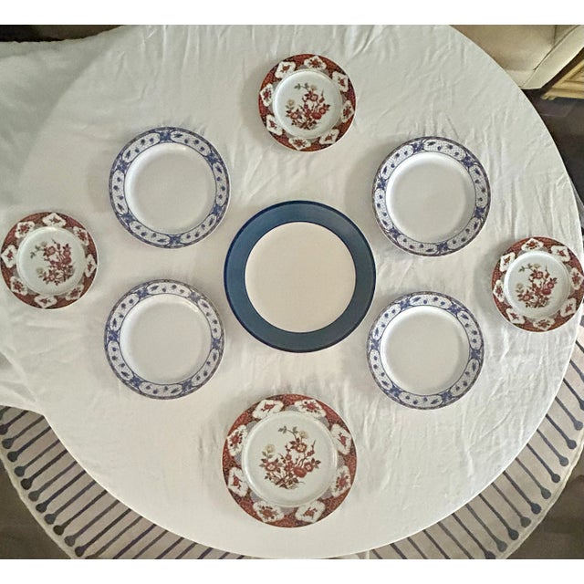 Cobalt Blue and Iron Red Imari Floral Wall Plate Curation- Set of 9 For Sale - Image 11 of 11