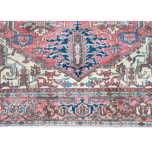Red Early 20th Century Persian Heriz Rug For Sale - Image 8 of 15