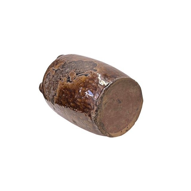 Vintage Earthy Dark Brown Village Rural Pottery Ceramic Pot Vase For Sale - Image 4 of 5