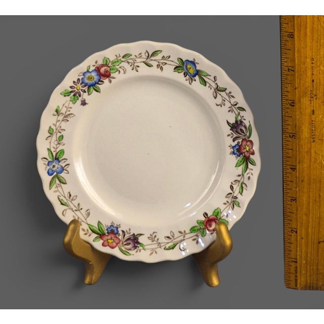 Vintage Spode Copeland England Felicity Floral Pattern 4 Dessert Plates #1 - Set of 4 For Sale - Image 6 of 8