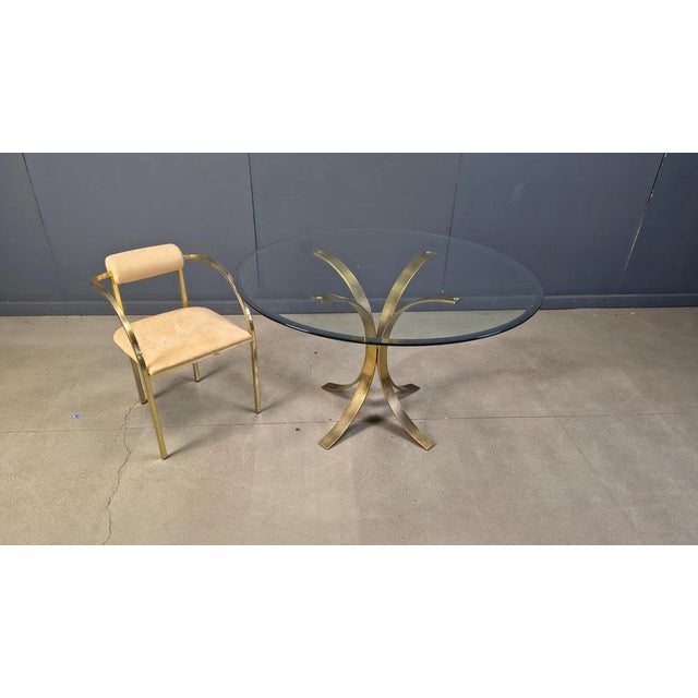 Cream Vintage Brass Dining Table and Chairs from Belgochrom, 1970s, Set of 5 For Sale - Image 8 of 14