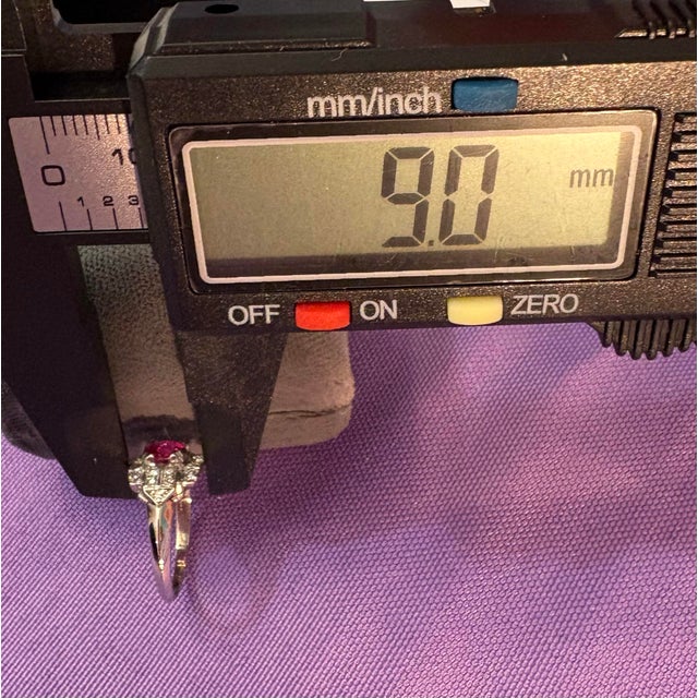 Early 20th Century Ladies Vintage Platinum Pink Sapphire Diamond Ring Size 4.5 For Sale - Image 10 of 10