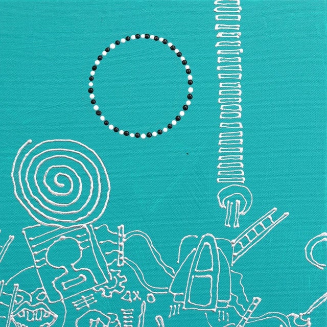 Contemporary "The Maze" Contemporary Minimalist Painting with Symbols and Shapes by R. Hunt For Sale - Image 3 of 9