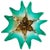 Vintage Sommerso Czech star-shaped glass bowl designed by Josef Hospodka for Chřibská in amber and green from the 1950s....