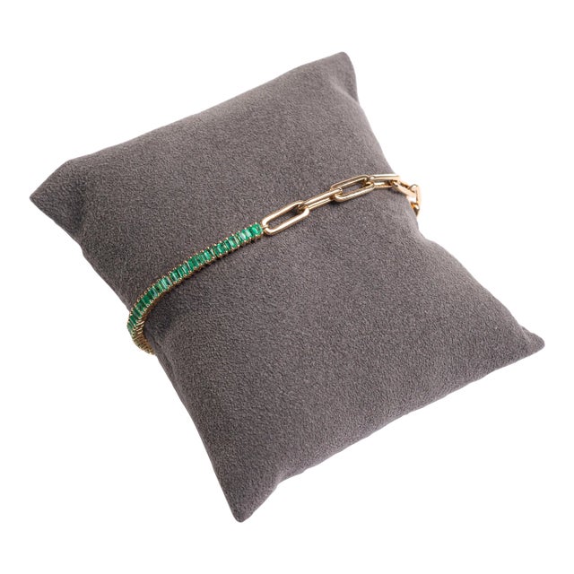 Rocks With Soul Baguette Emerald And Paperclip Bracelet For Sale